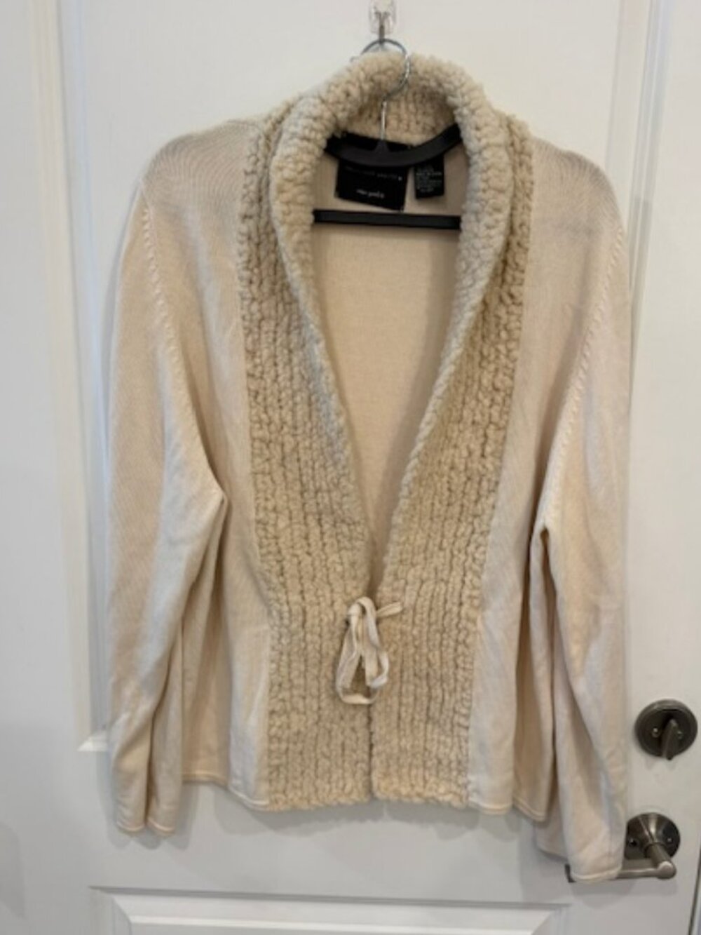 Michael Simon Vintage Cream Tie Front Cardigan